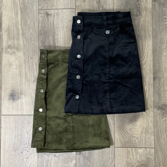 Last M • Corduroy Button Down Skirt — in Black - Picture 3 of 3